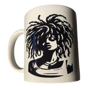 Black and White Ceramic Mug African American Women Silhouette 12oz Gift Idea